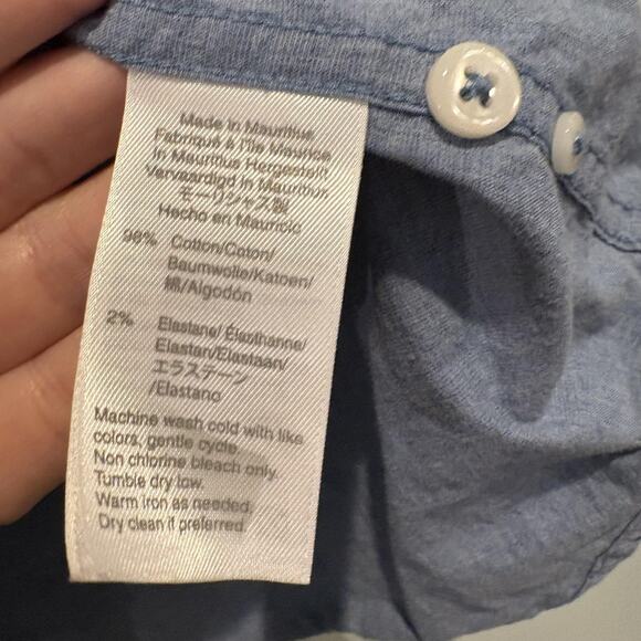 J Crew Shirt Mens Large Blue Slim Fit Secret Wash Stretch Button Down Casual - Picture 8 of 10